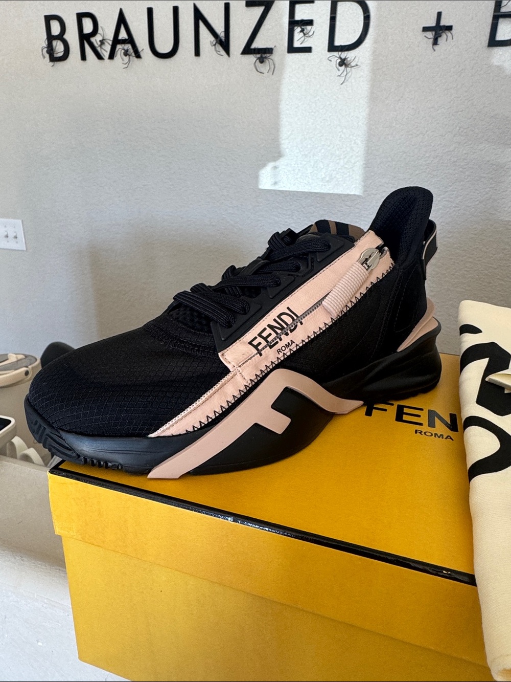 Fendi Black & Blush Pink Men’s Low-Top Sneakers